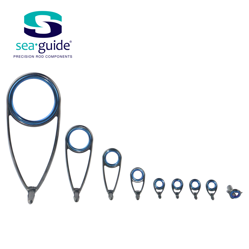 Fishing Rod Surf - SeaGuide LSリング、ステンレススチール製、PVDブラックコーティング、ブルーリング、スピニングリール用ガイド、ロッド製作部品、釣り竿用アクセサリー、修理用
