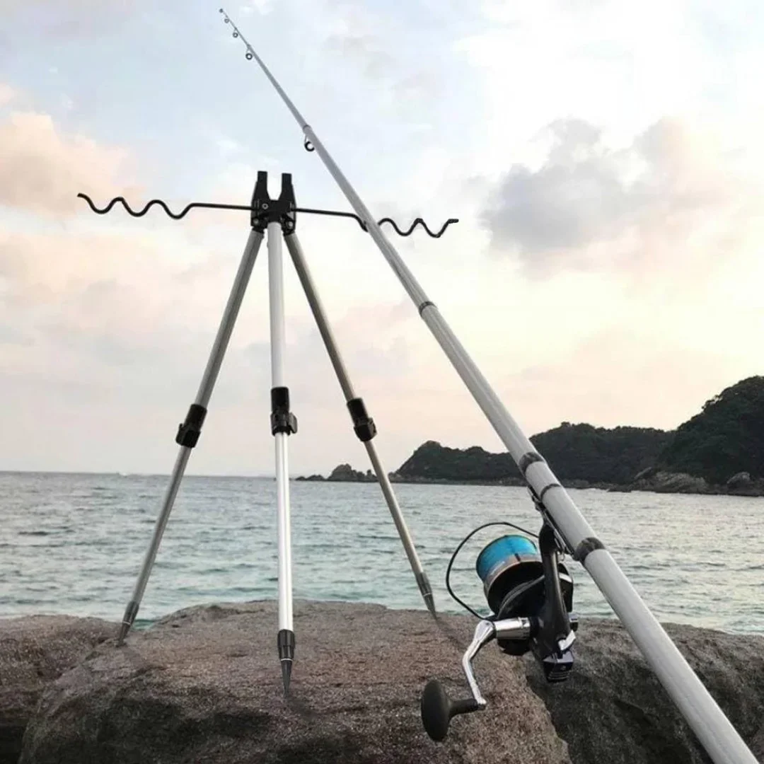 Fishing Rod Telescopic - 伸縮式釣り竿三脚ホルダー、軽量アルミニウム製折りたたみ式マルチポールサポートブラケット、屋外ビーチフィッシング用