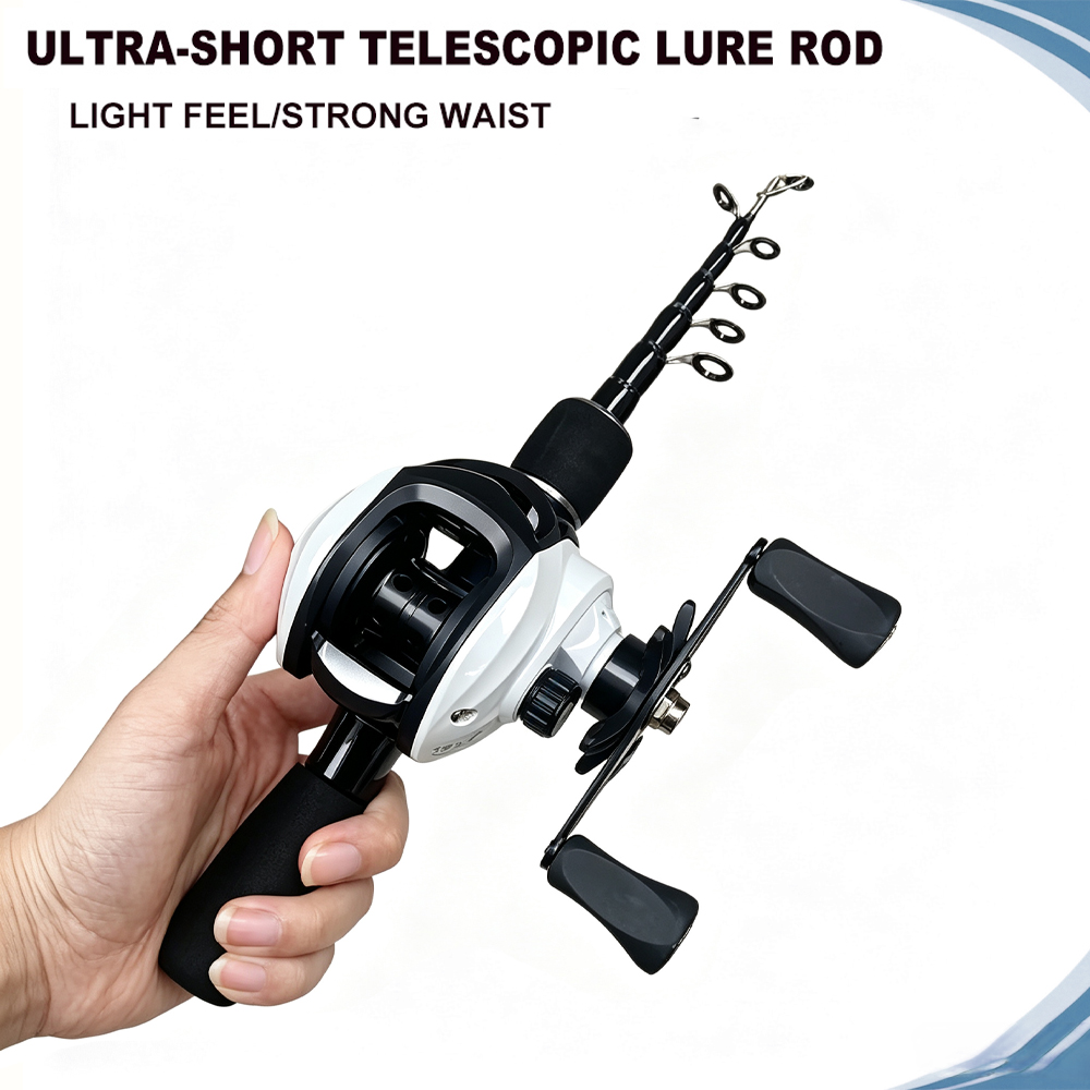 Fishing Rod Spinning - 1.5/1.8m 超軽量65g 伸縮式釣り竿とリールのセット。快適なEVA製グリップ。ギア比7.2:1。初心者向けの釣り人向けリールキット。